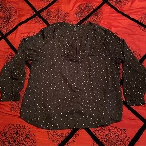 H&M Black & White Stars Blouse (Size 14)